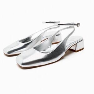Zara silver sling backs sz 38